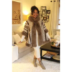Hot Cocoa Mega Faux Fur Poncho