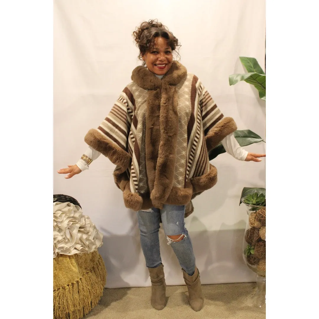 Hot Cocoa Mega Faux Fur Poncho