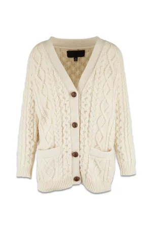 Ivory Orion Cable-knit Wool Cardigan