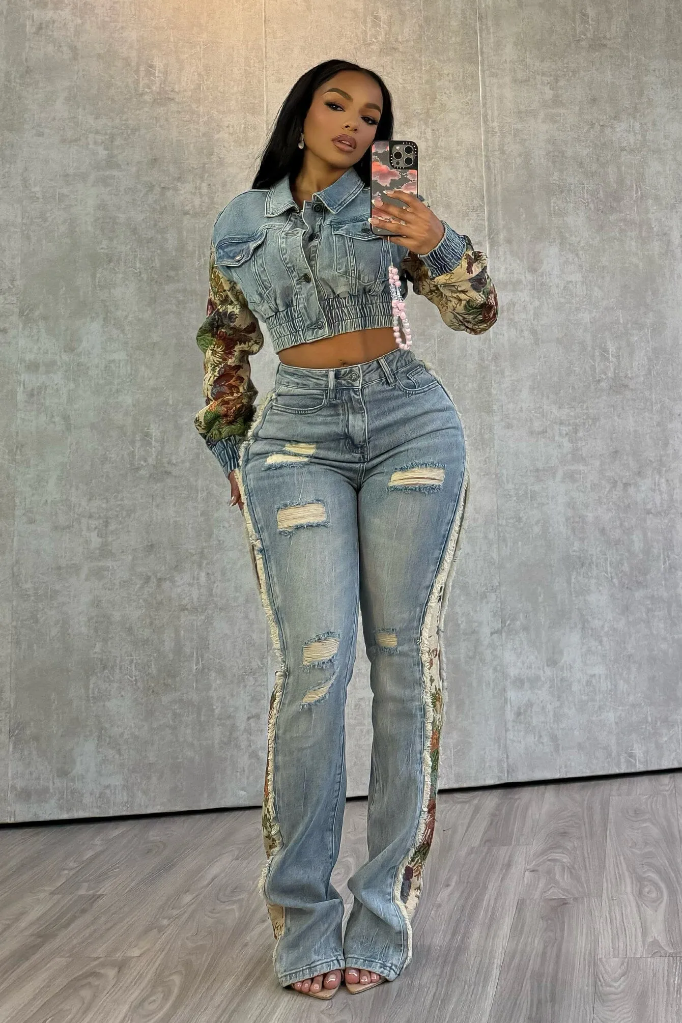 Jesse Tapestry Contrast Denim Jacket