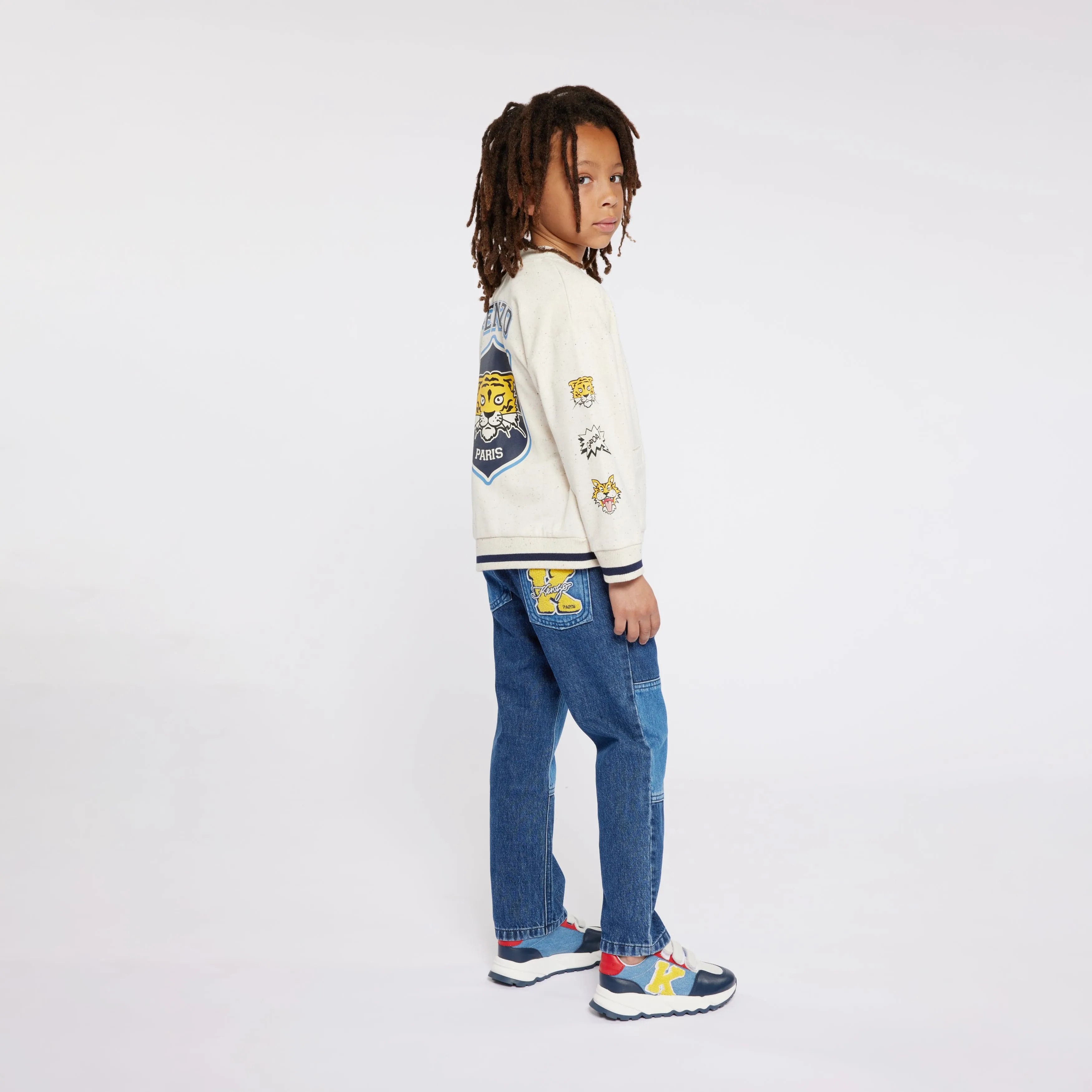 KENZO Boys Varsity Cardigan in Ivory