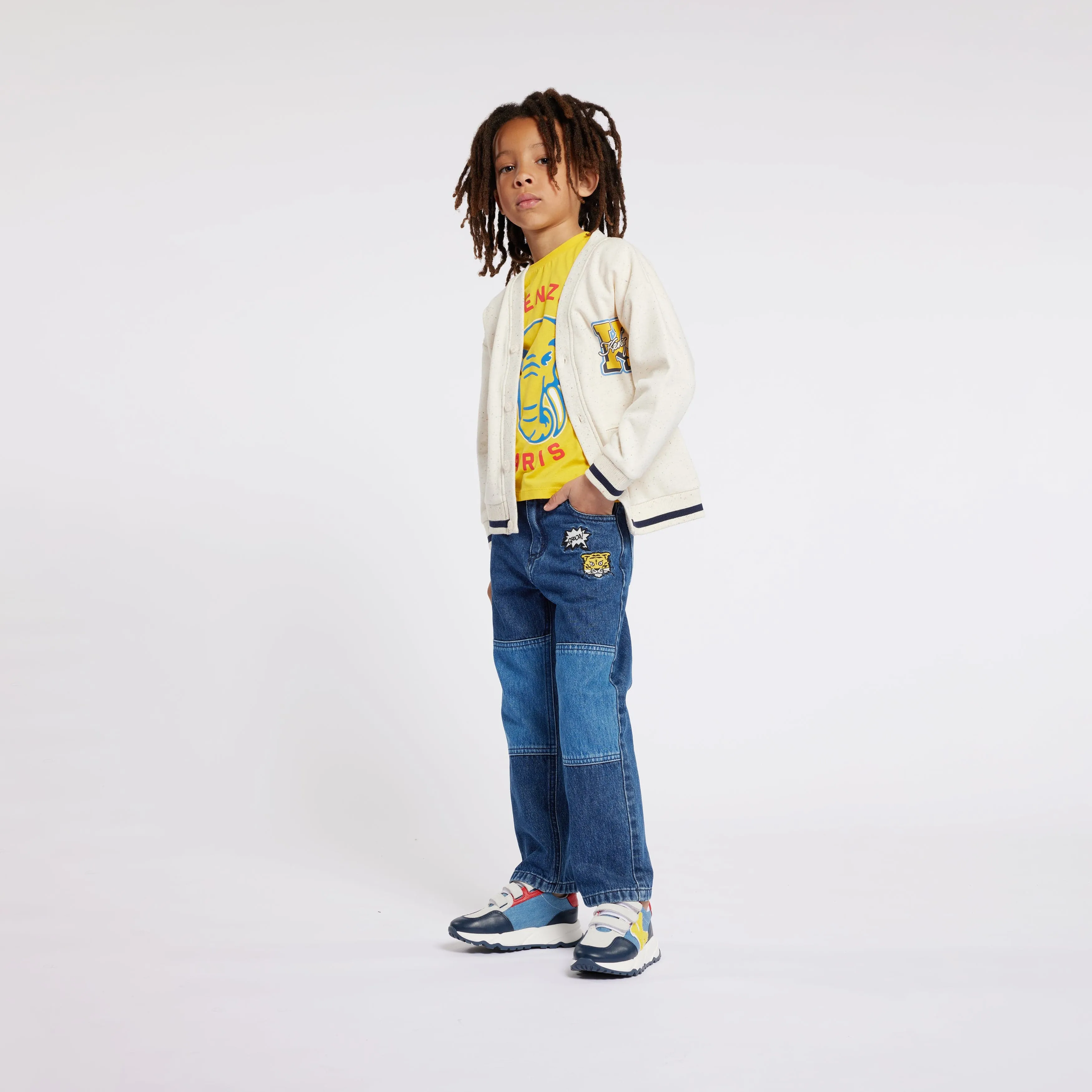 KENZO Boys Varsity Cardigan in Ivory
