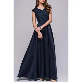Ketty More Women Lace Pleated Long Maxi Dress-KMWC089