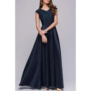 Ketty More Women Lace Pleated Long Maxi Dress-KMWC089