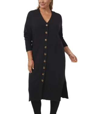 Kiara Button Front Maxi Cardigan | RICH BLACK