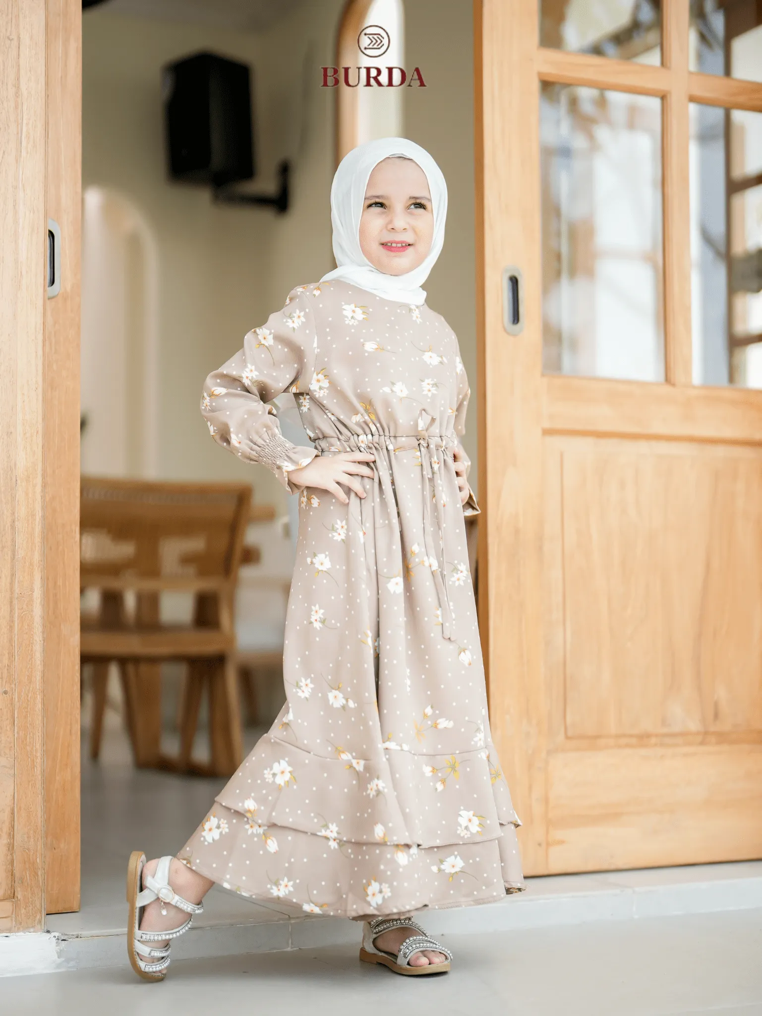 Kid's Beige Floral Dress