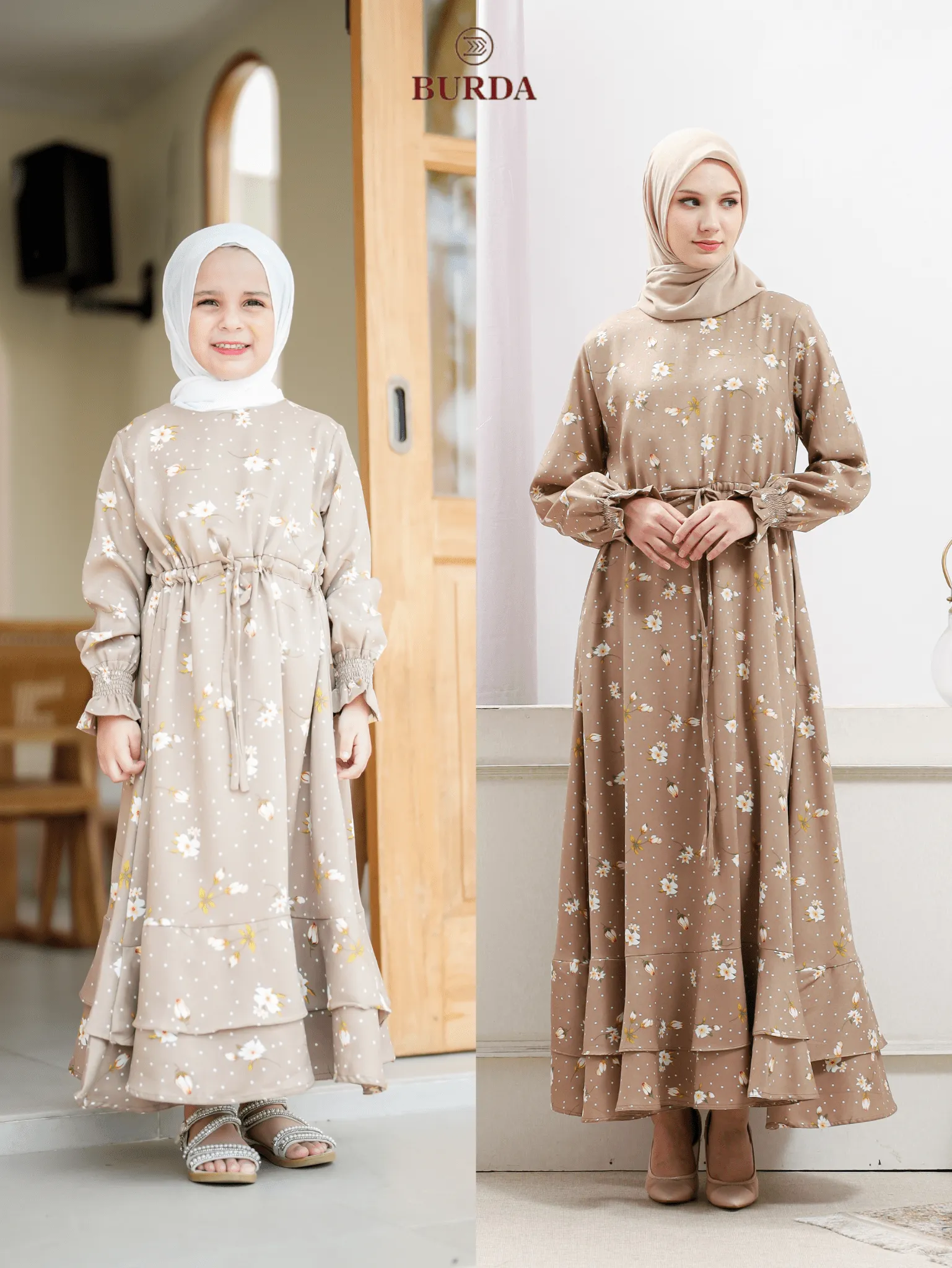 Kid's Beige Floral Dress