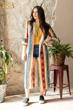 L&B Aztec Cardigan 3/4 Sleeve