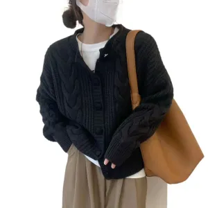 Lanfubeisi datenight fall outfits Thickened Twist Cardigan Early Autumn Korean Style Soft Milk Style Loose Sweater Coat Fashionable Knitted