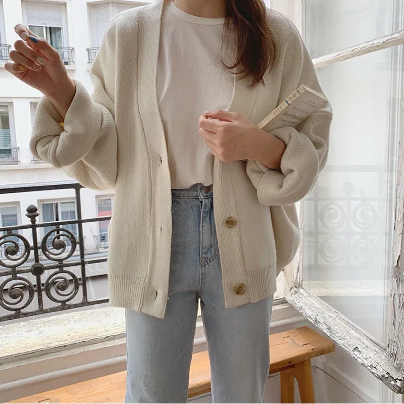 Lanfubeisi discover style ideas Thick Sweater Coat for Women Early Autumn New Loose Lazy Casual Korean Style Long Sleeve Knitted Cardigan