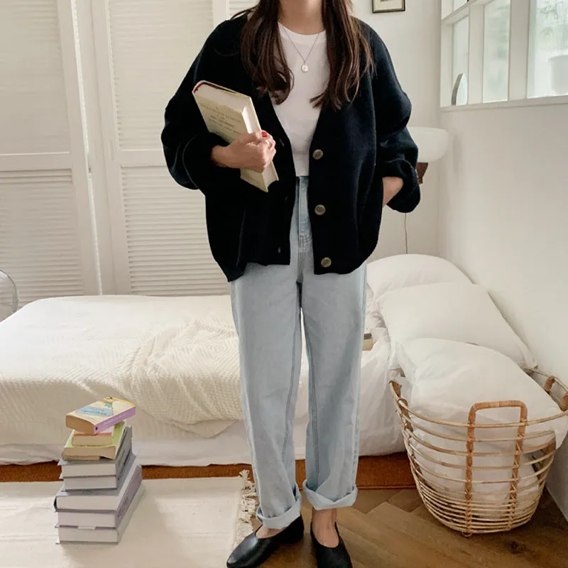 Lanfubeisi discover style ideas Thick Sweater Coat for Women Early Autumn New Loose Lazy Casual Korean Style Long Sleeve Knitted Cardigan