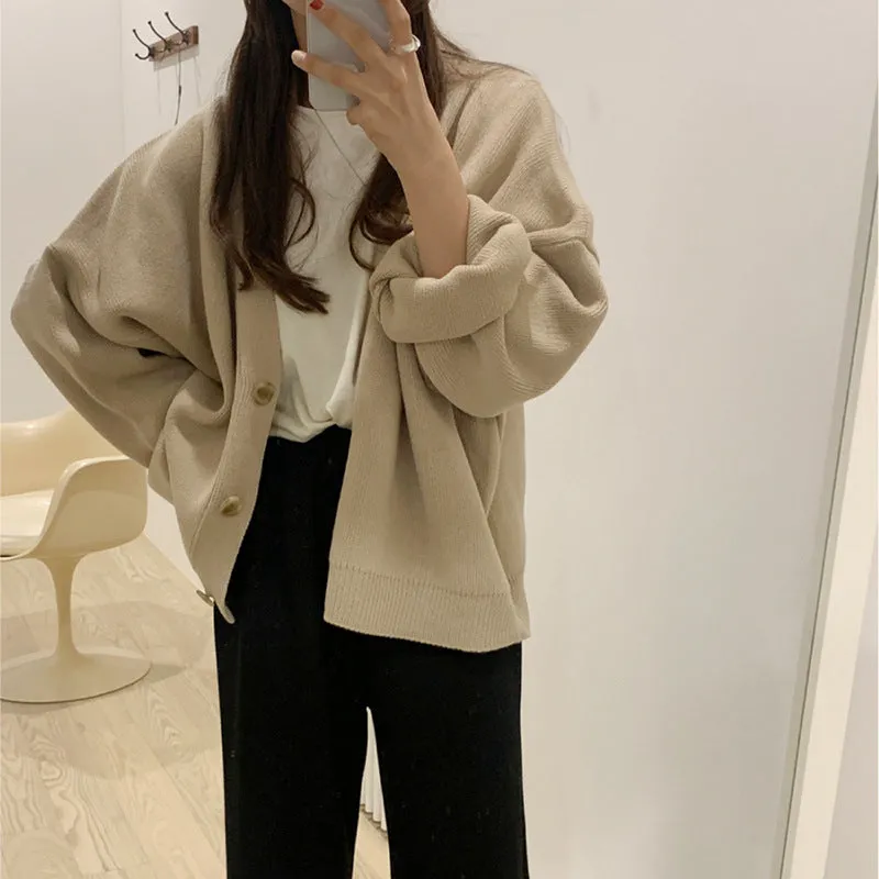 Lanfubeisi discover style ideas Thick Sweater Coat for Women Early Autumn New Loose Lazy Casual Korean Style Long Sleeve Knitted Cardigan