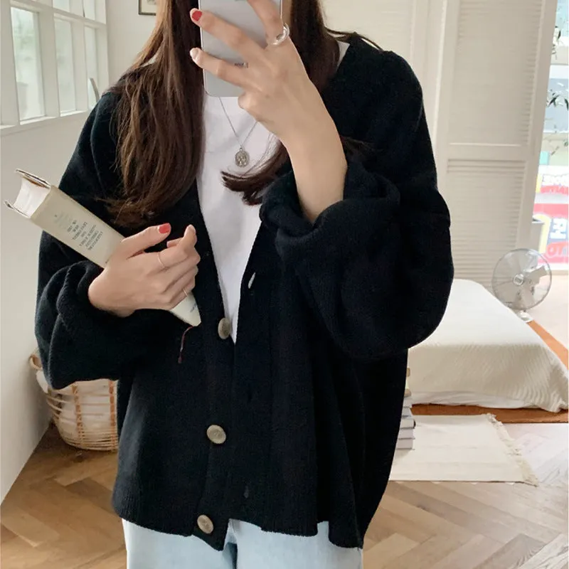 Lanfubeisi discover style ideas Thick Sweater Coat for Women Early Autumn New Loose Lazy Casual Korean Style Long Sleeve Knitted Cardigan