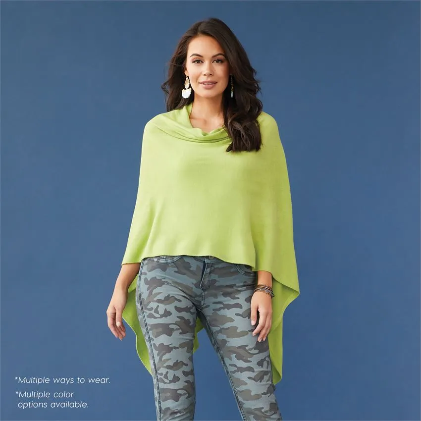Lightweight Poncho - Living Coral