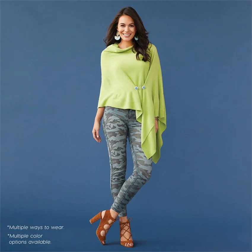 Lightweight Poncho - Living Coral