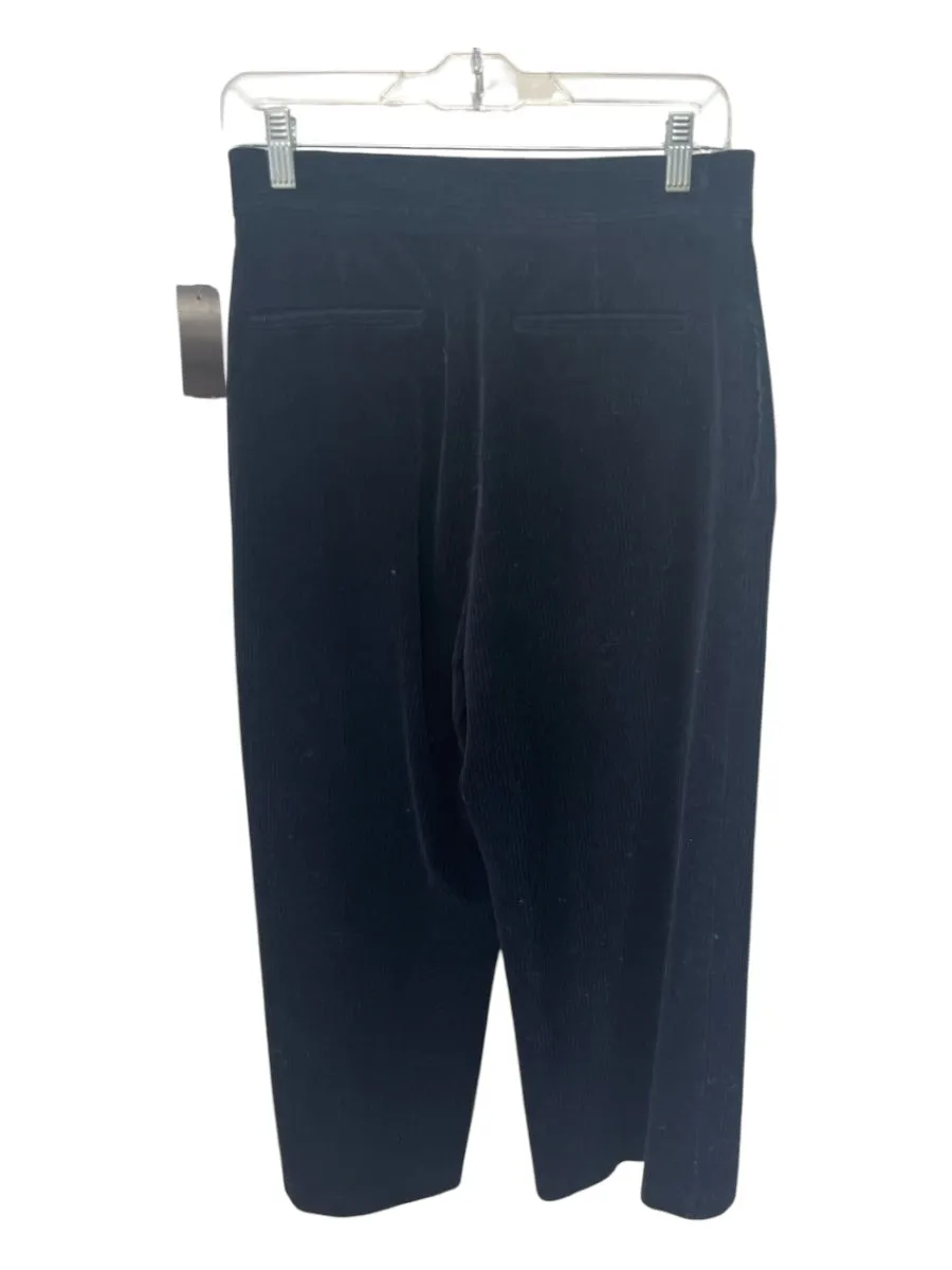 L.K. Bennett Size 6 Navy Blue Cotton Blend Corduroy High Rise Wide Leg Pants