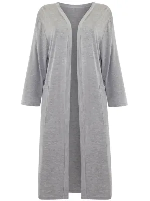 Long Open Front Lightweight Jersey Knit Cardigan