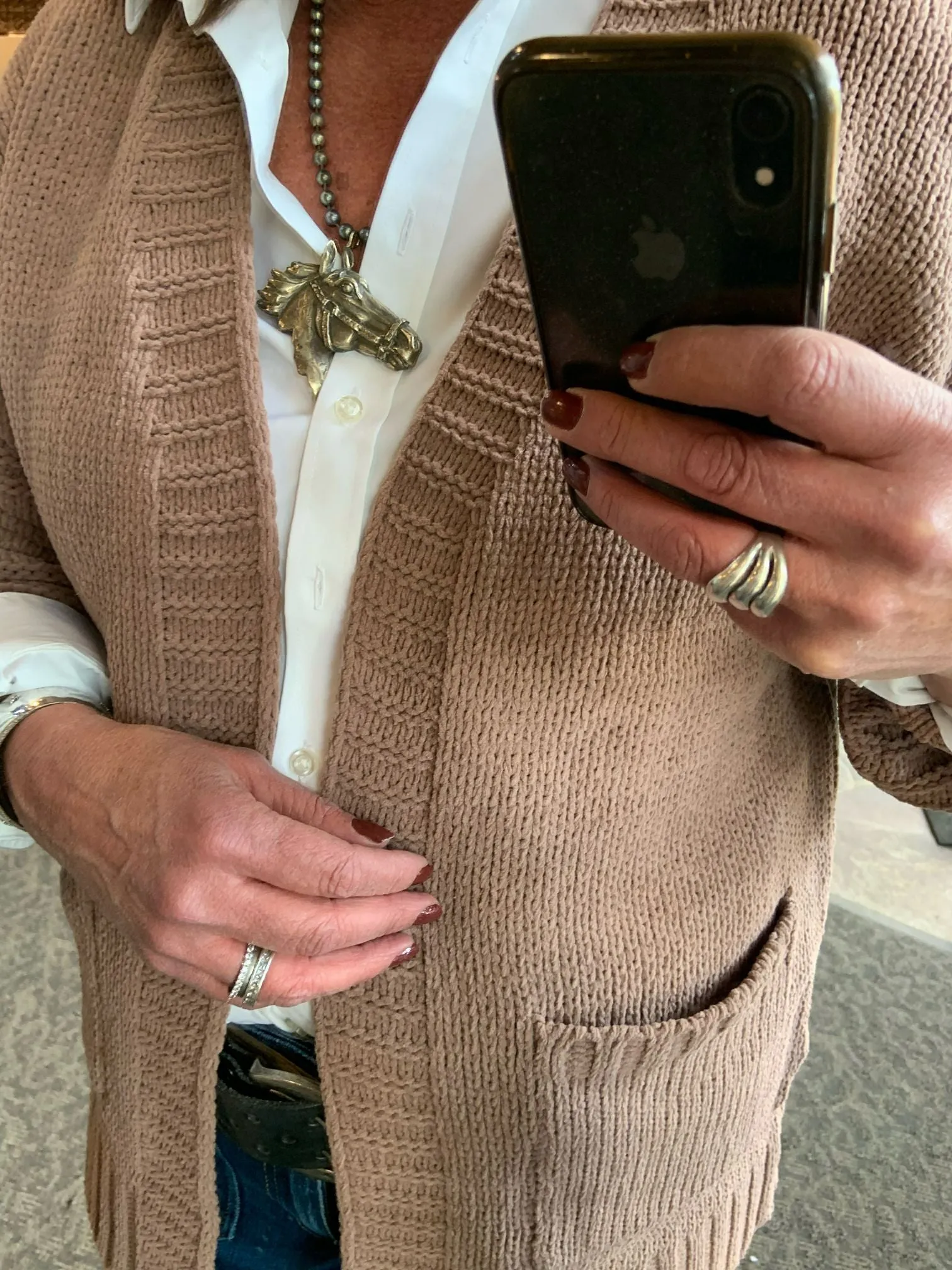 Mocha Exposed Seam Chunky Cardigan- Small to 3X