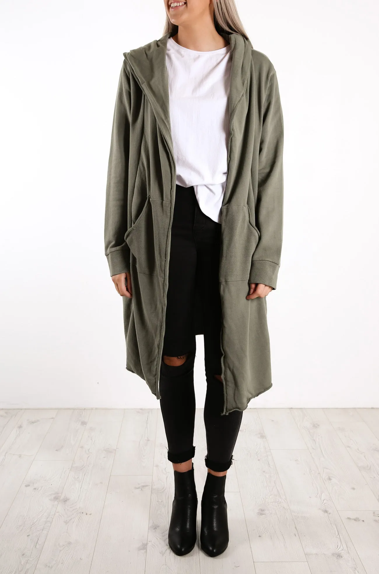 Naomi Hooded Cardigan Khaki