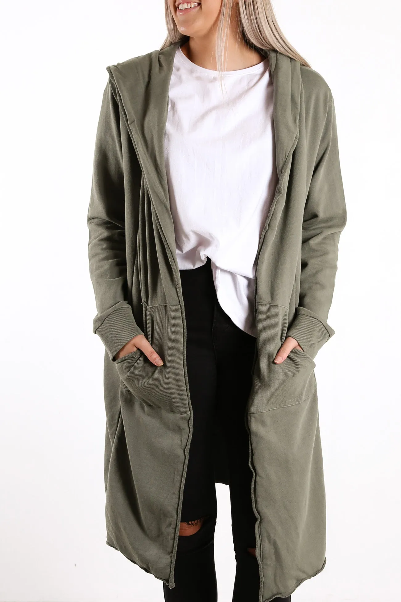 Naomi Hooded Cardigan Khaki