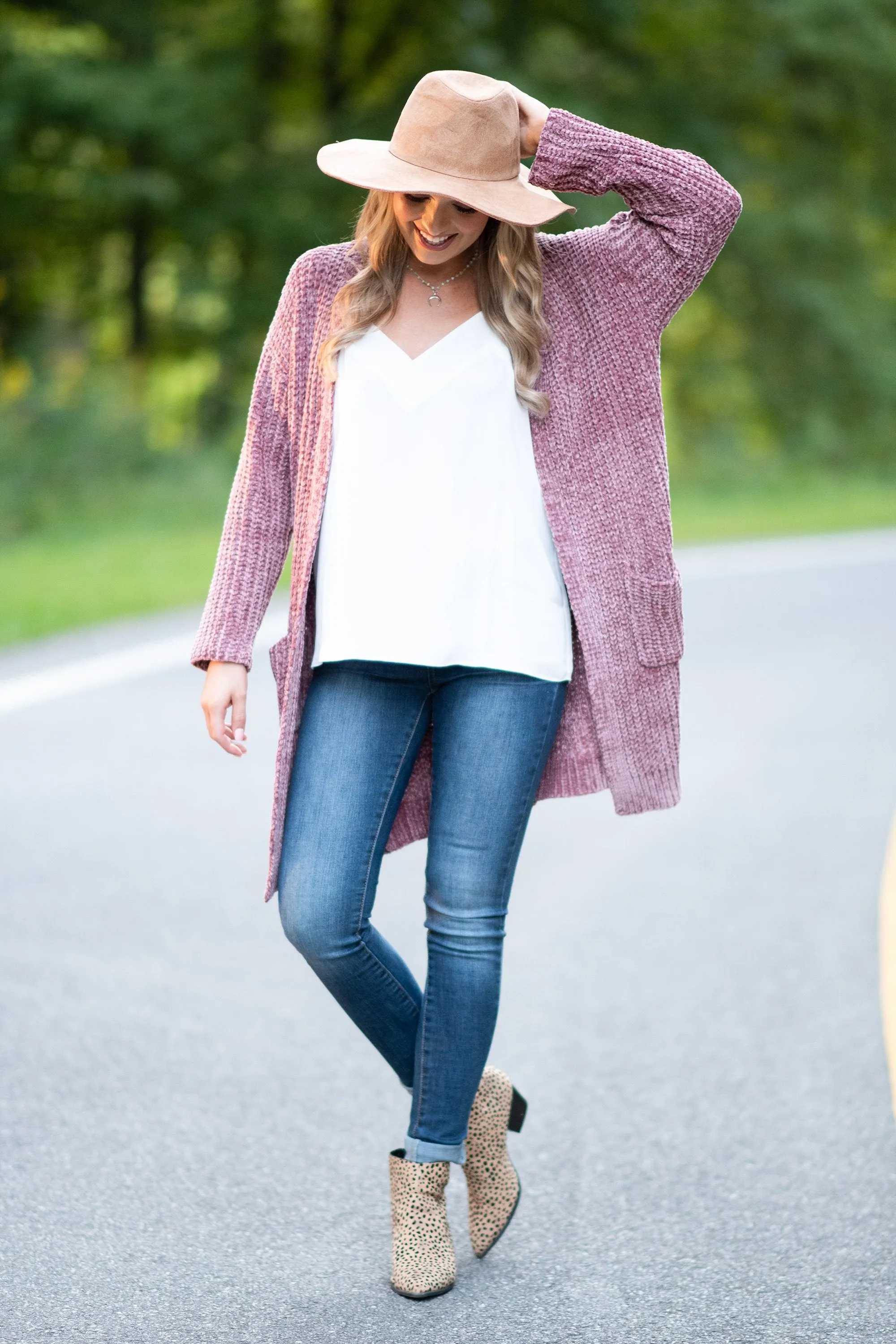 New Love Rose Red Chenille Cardigan