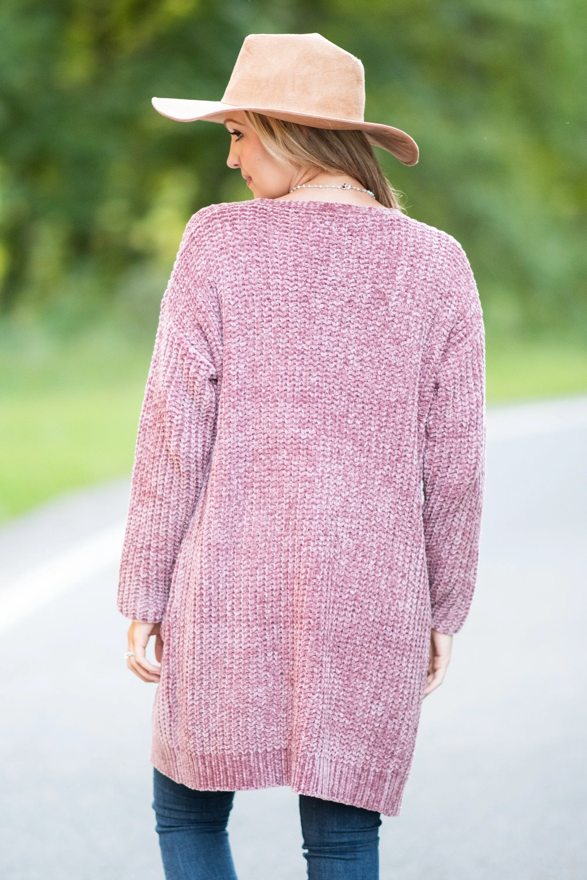 New Love Rose Red Chenille Cardigan
