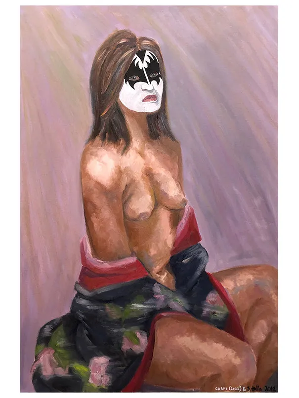 Nude Gene Simmons Fan Seated - Art Print by Carpo