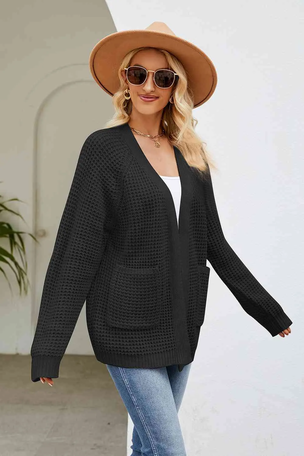 Open Front Cardigan with Pockets