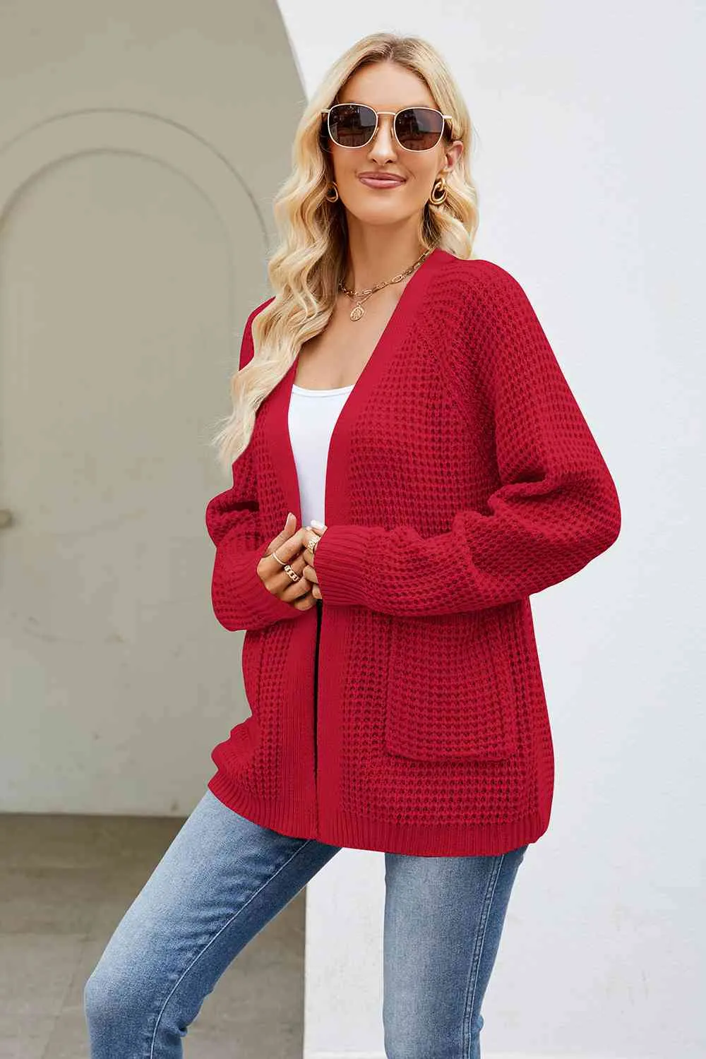 Open Front Cardigan with Pockets