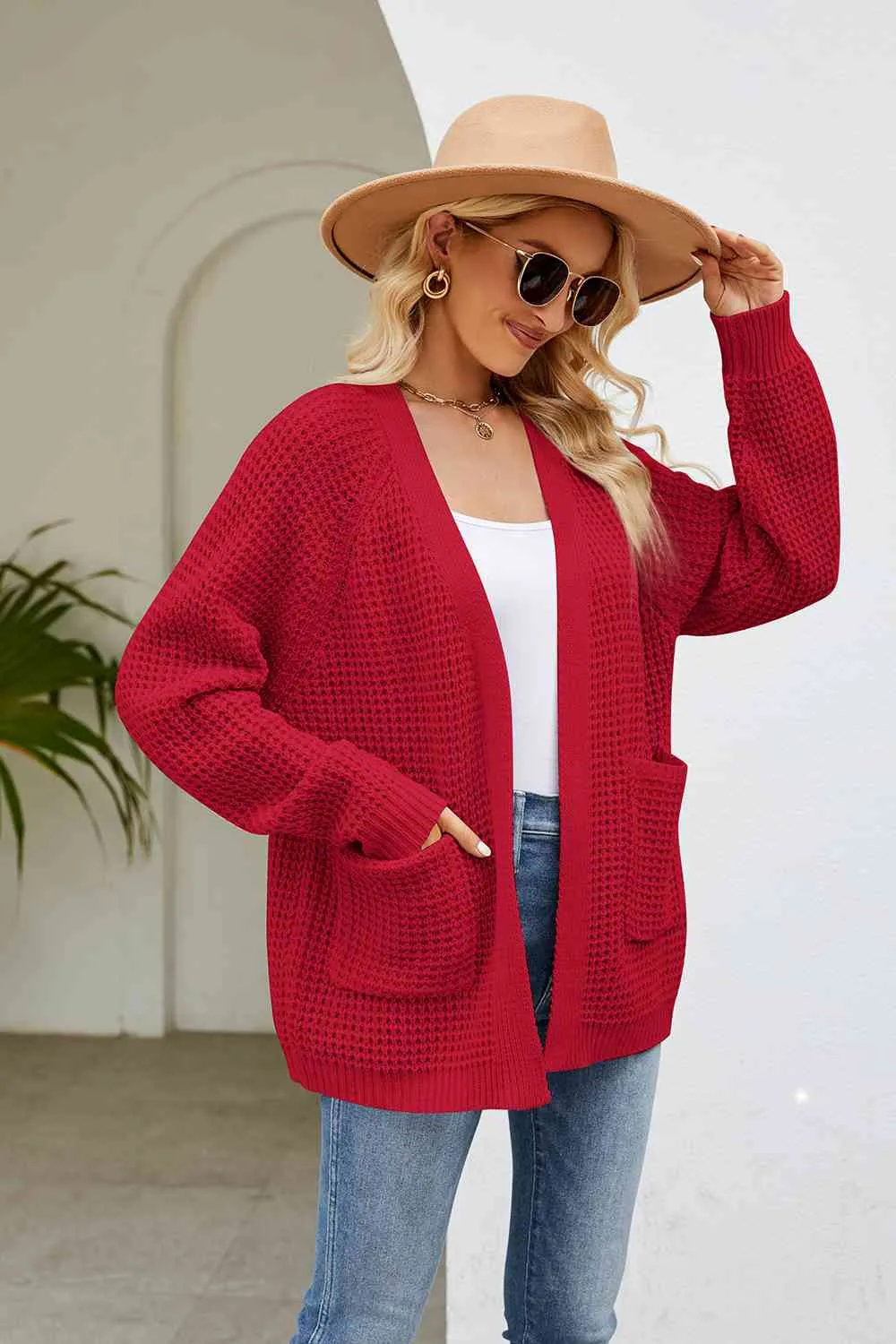 Open Front Cardigan with Pockets