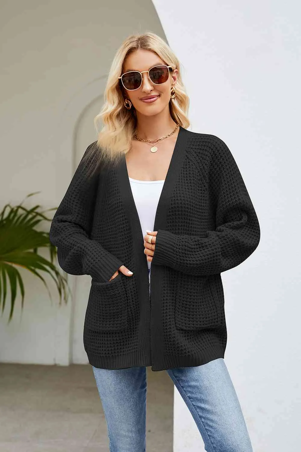 Open Front Cardigan with Pockets