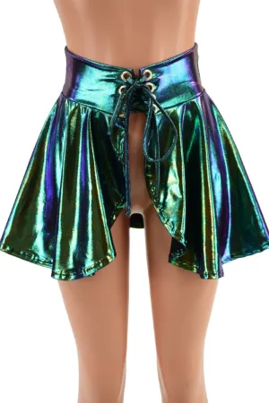 Open Front Lace Up Skirt in Scarab