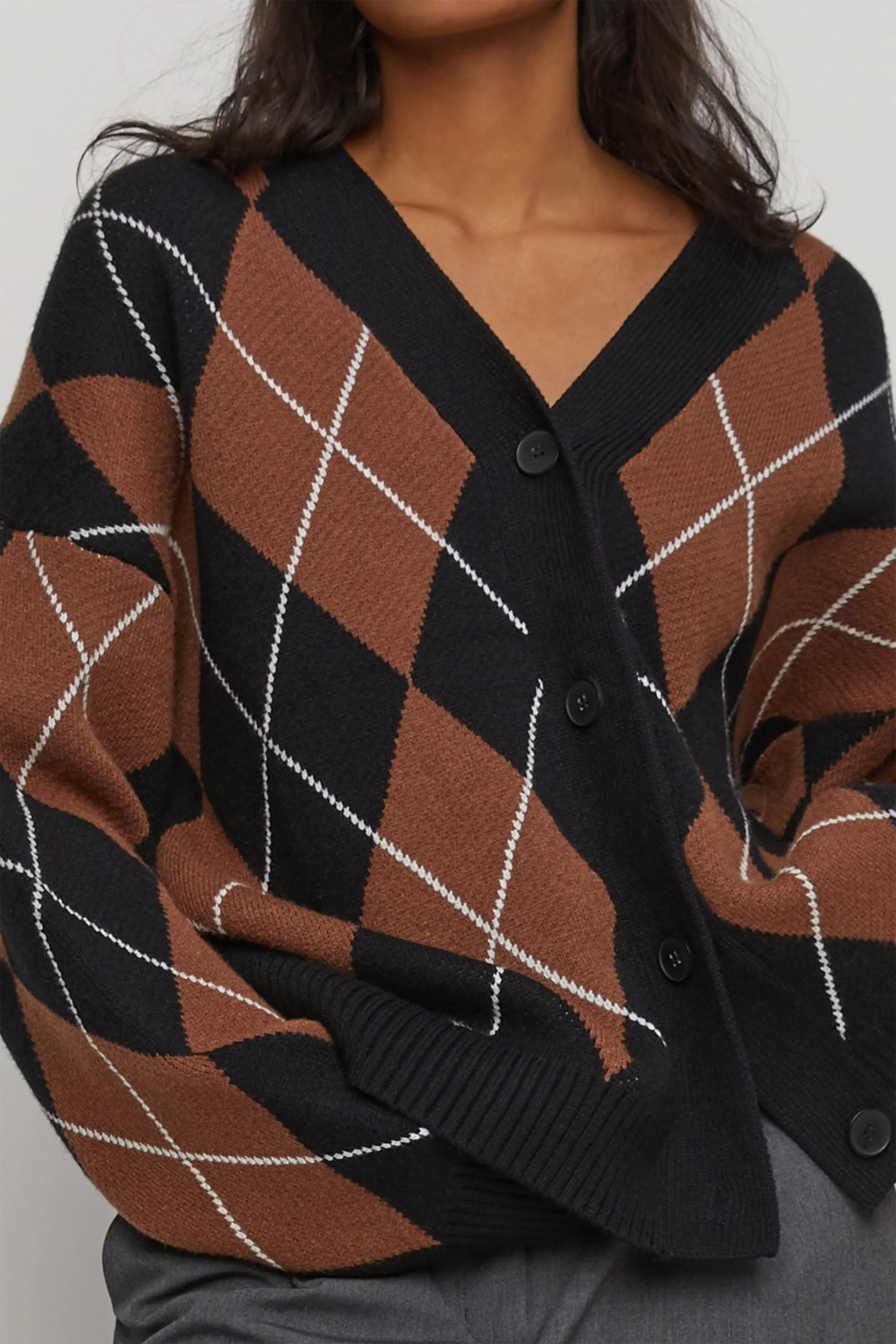 OVERSIZED ARGYLE CARDIGAN