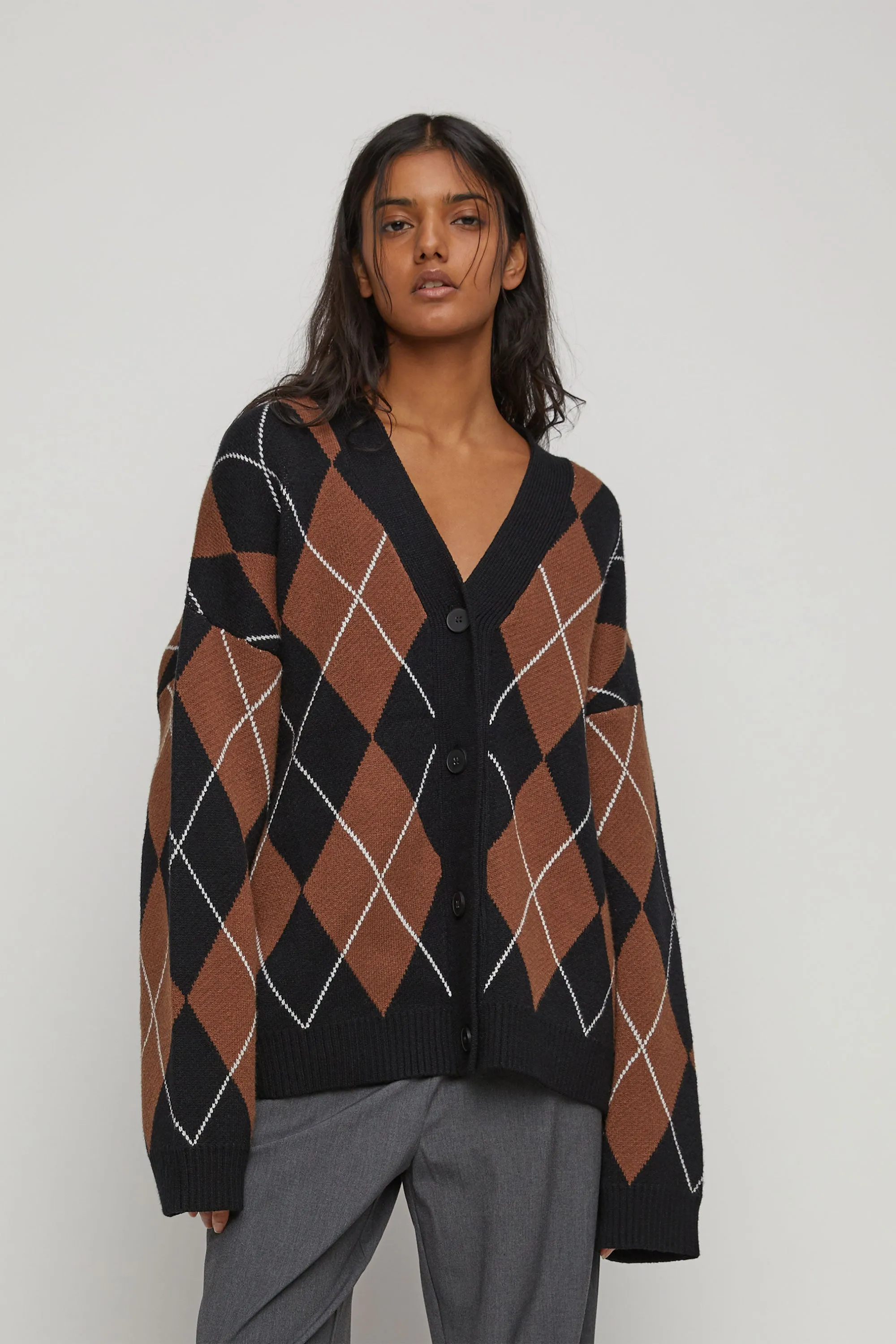 OVERSIZED ARGYLE CARDIGAN