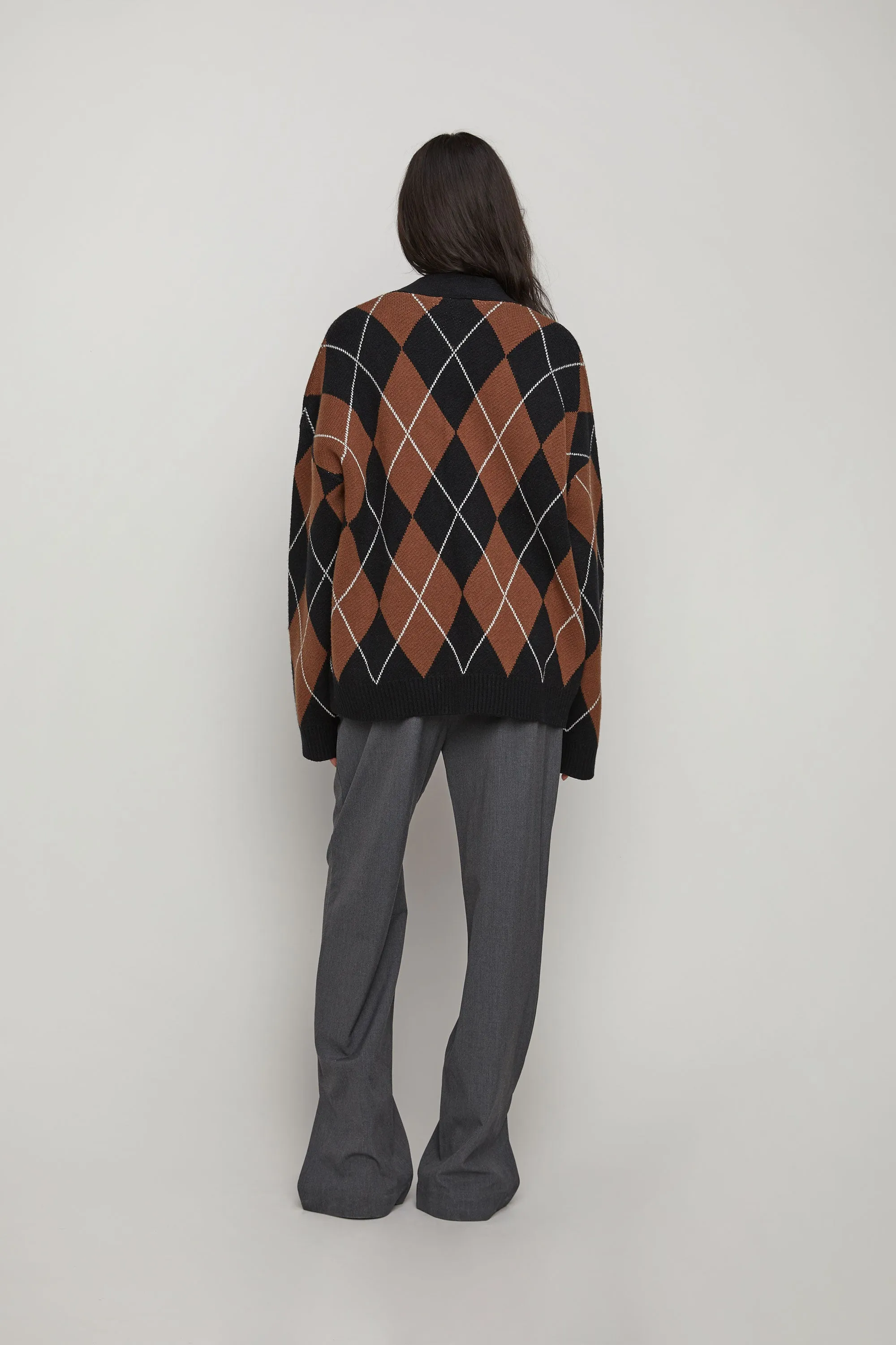 OVERSIZED ARGYLE CARDIGAN
