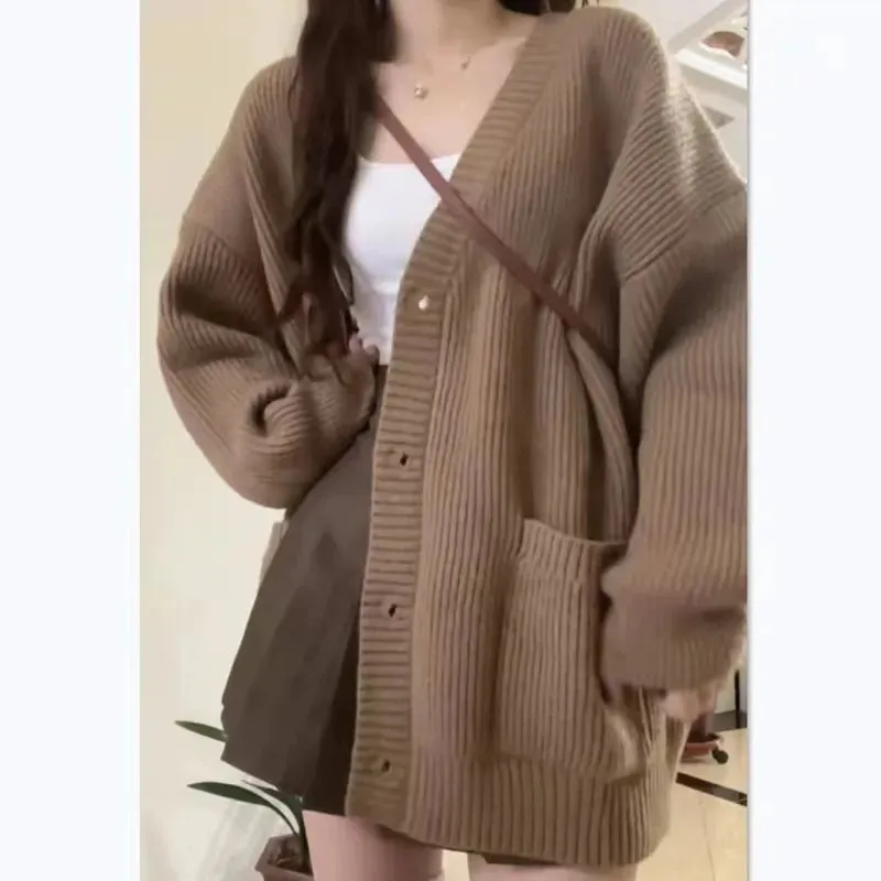 Oversized long buttoned cardigan