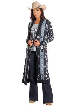 Panhandles Slim® Women's Open Front Aztec Print Cardigan Sweater Duster