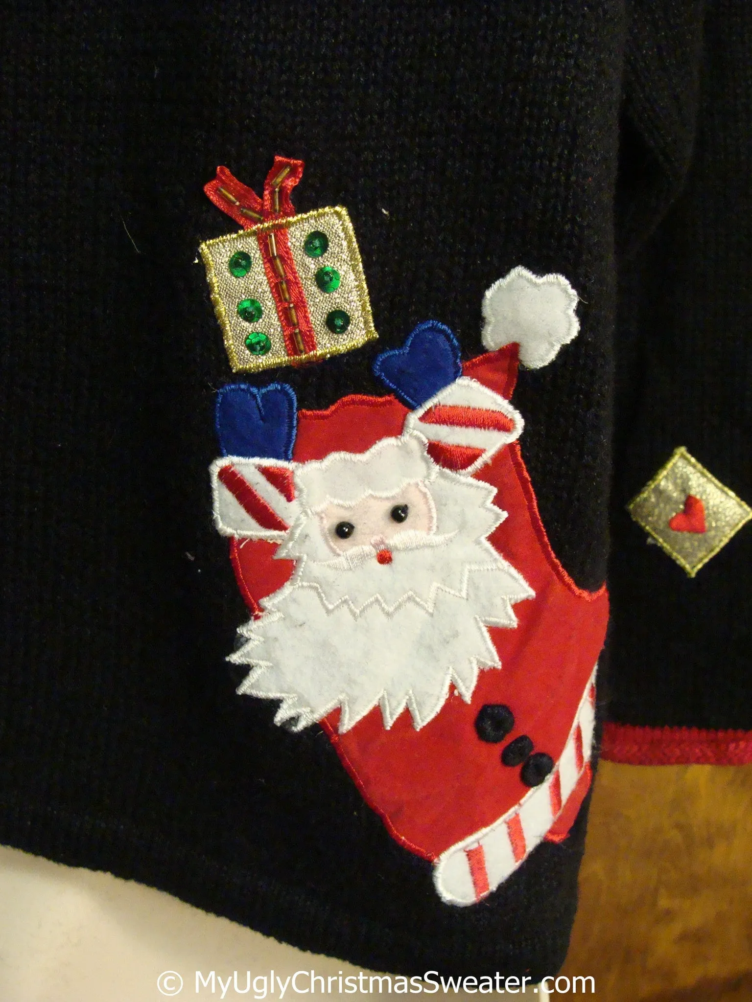 Peaking Pointy Bearded Santas Ugly Christmas Sweater
