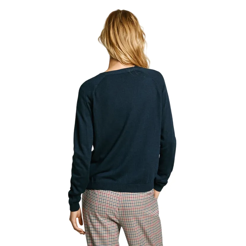 Pepe Jeans maglia cardigan da donna con borchiette Halo PL702186 594 blu