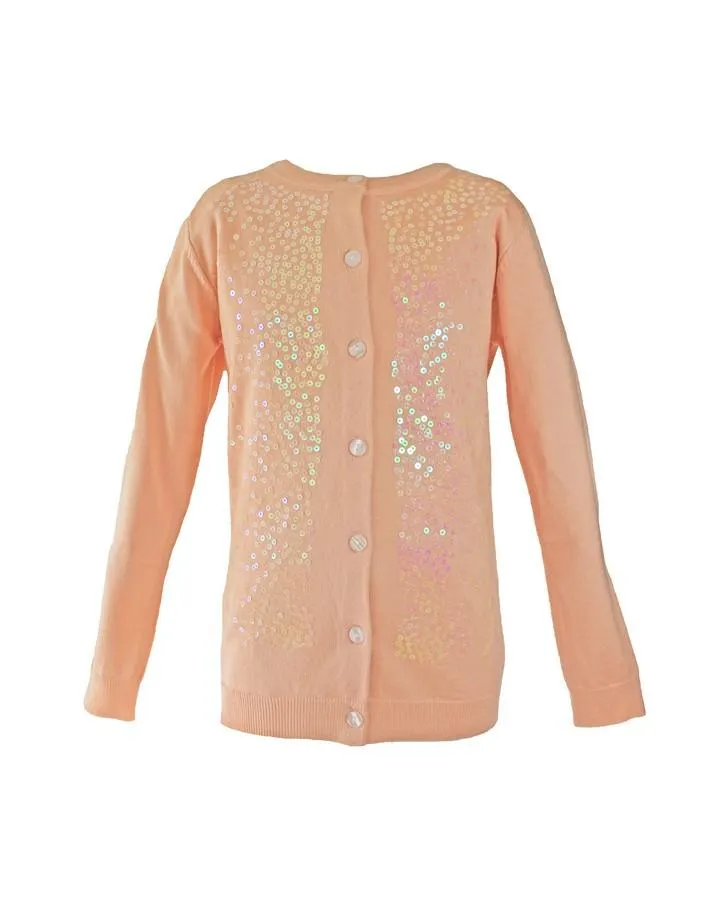 Pink Front Sequin Long Sleeve Cardigan