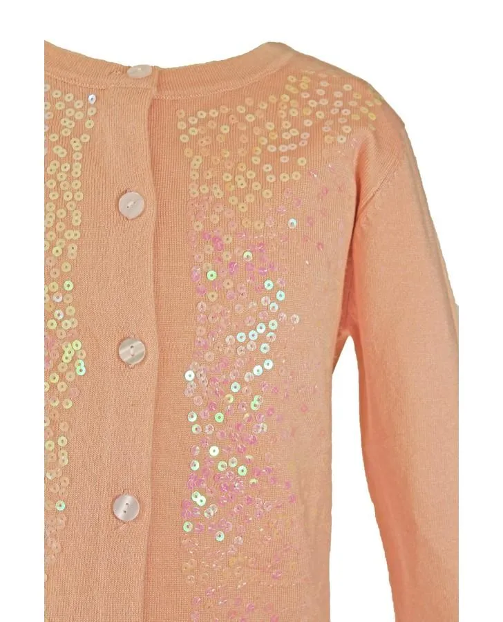 Pink Front Sequin Long Sleeve Cardigan