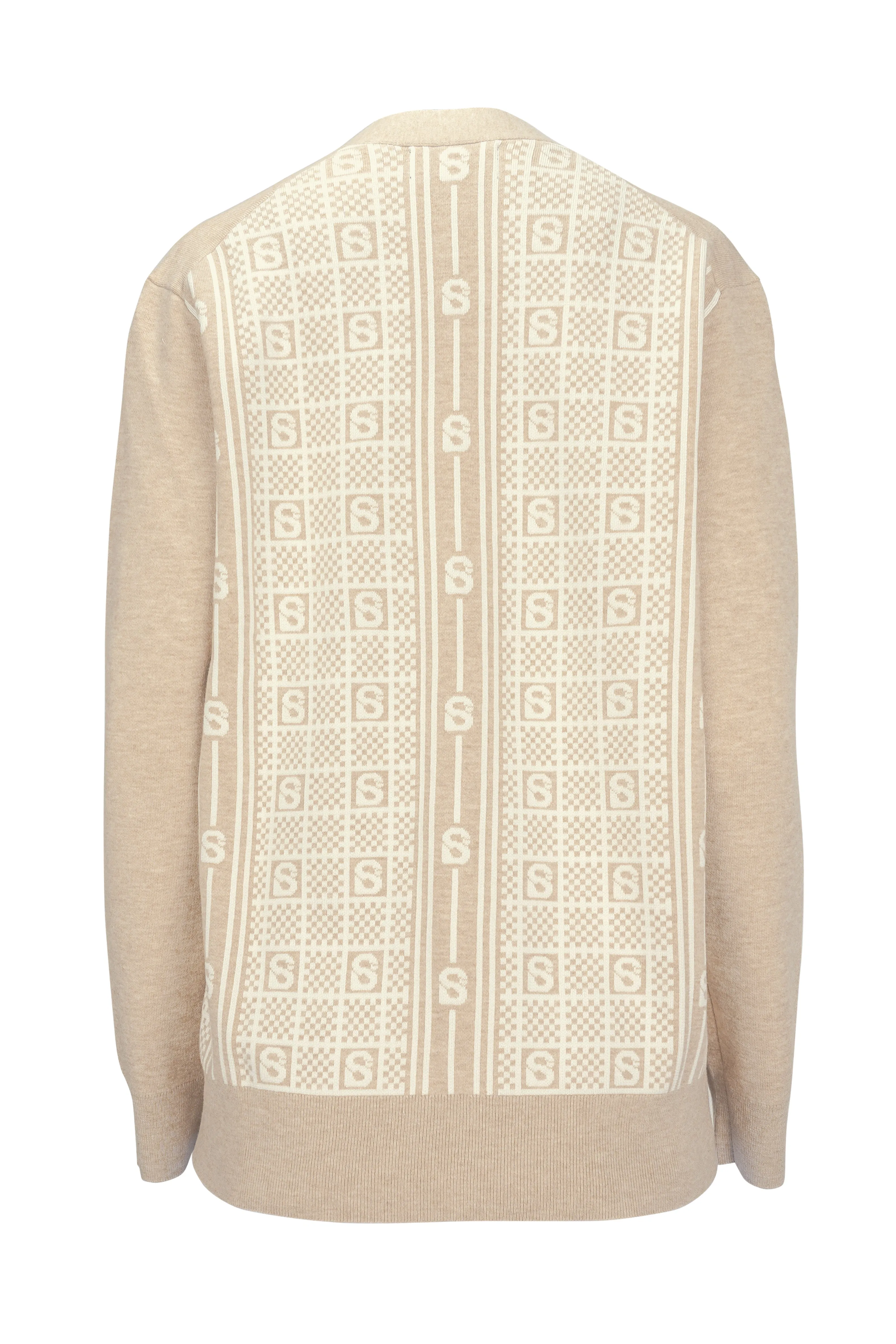 Plaid Wool Cardigan - Beige
