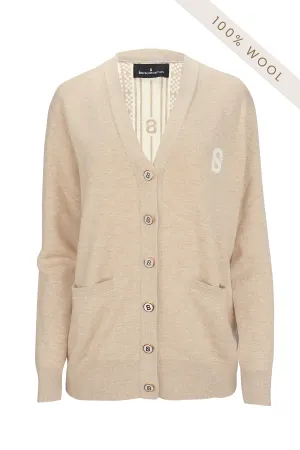 Plaid Wool Cardigan - Beige