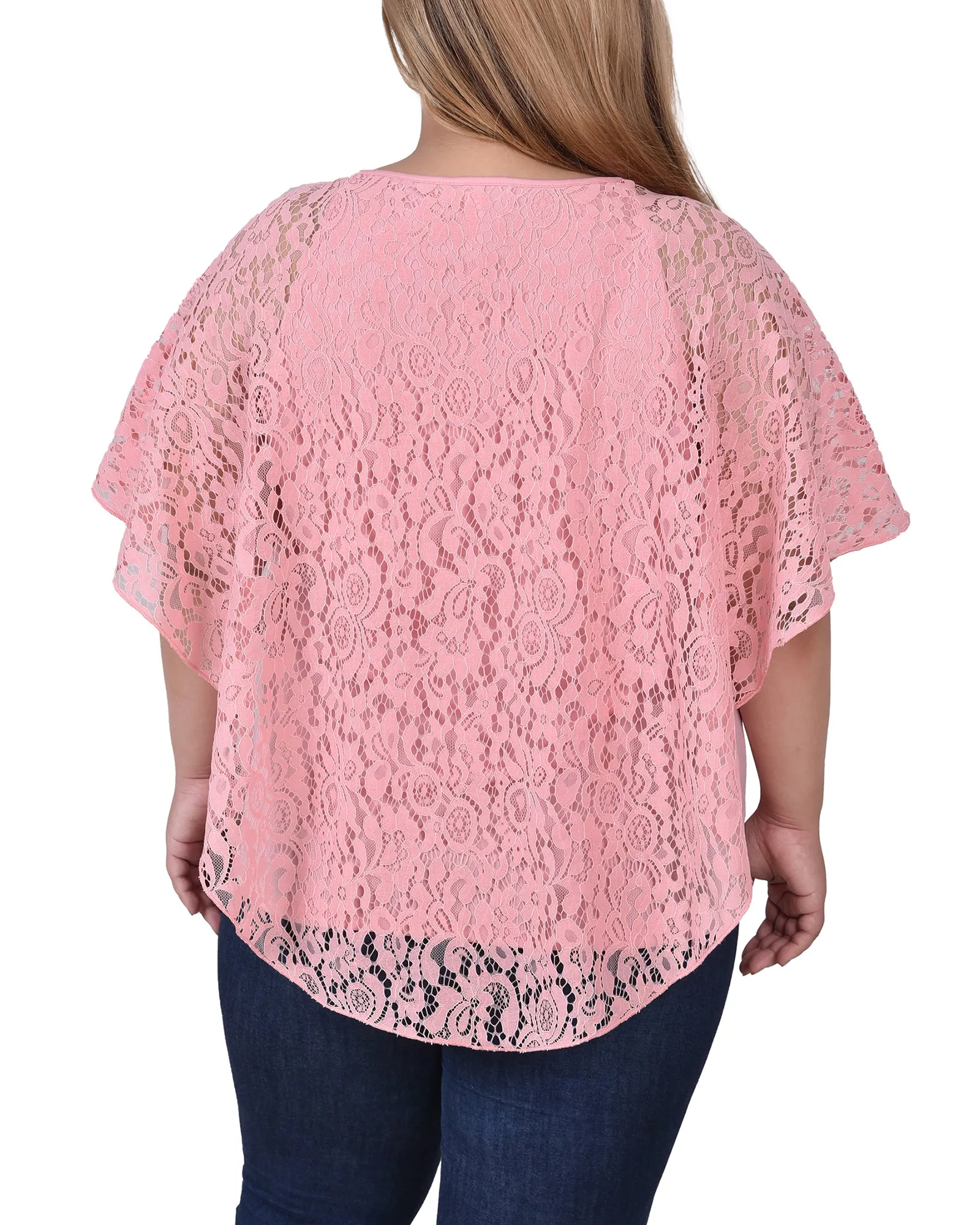 Plus Size Lace Poncho With Bar