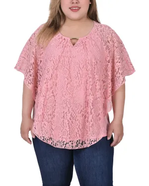Plus Size Lace Poncho With Bar