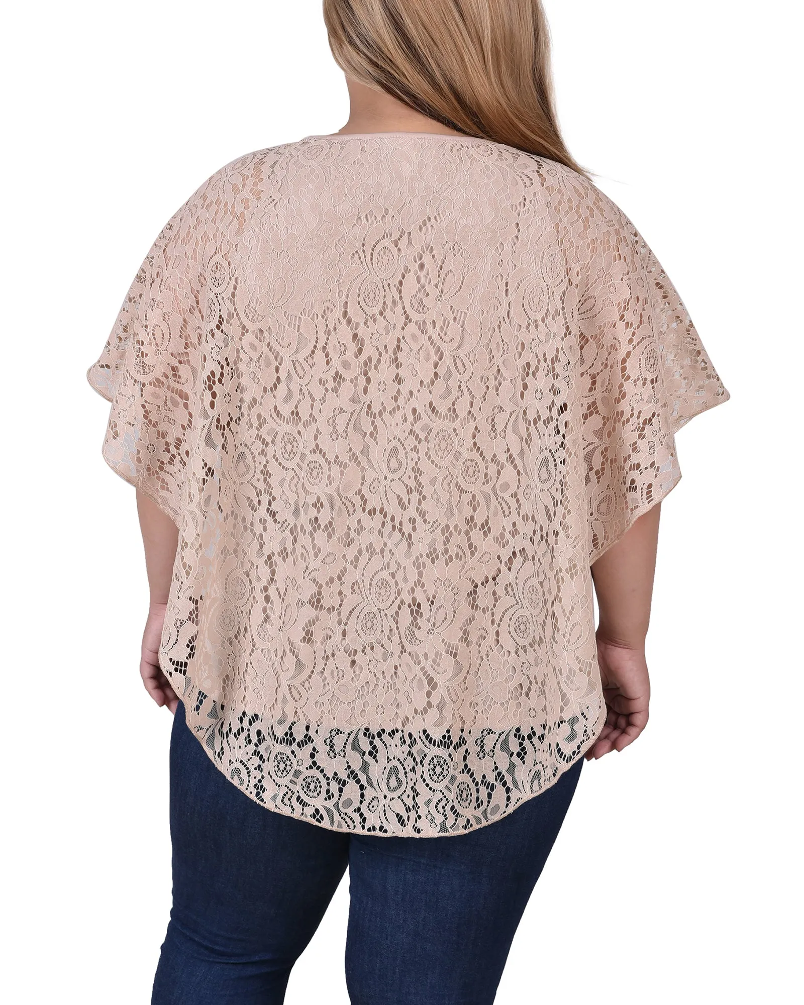 Plus Size Lace Poncho With Bar