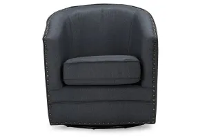 Porter Grey Fabric Upholstered Swivel Tub Chair