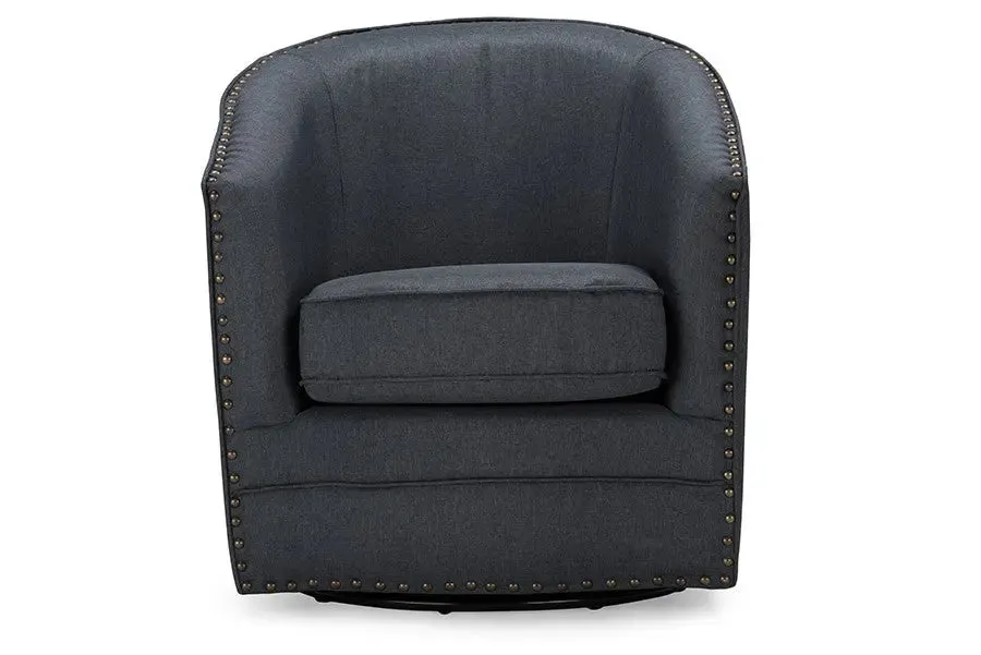 Porter Grey Fabric Upholstered Swivel Tub Chair