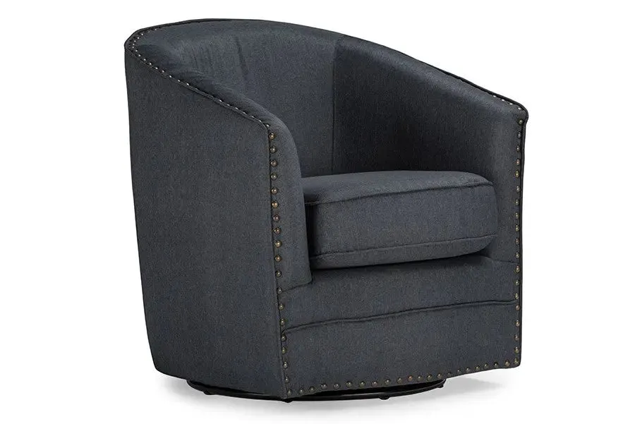 Porter Grey Fabric Upholstered Swivel Tub Chair