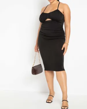 Robyn Ruched Cut Out Dress | Black